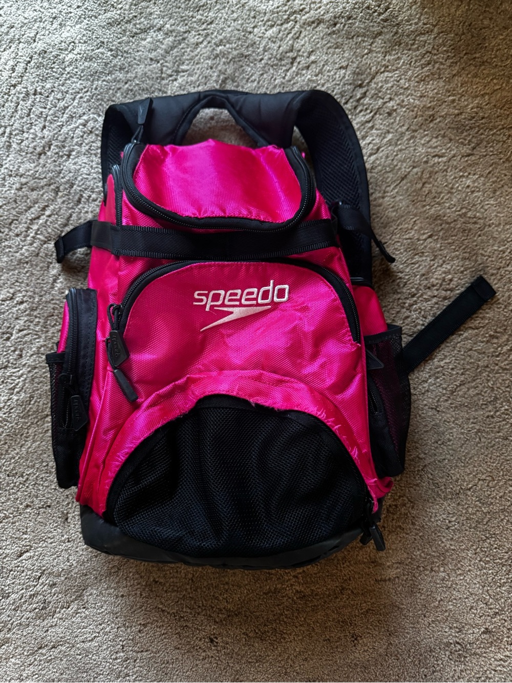 Speedo Pink and Black Swim Backpack with Mesh Pocket